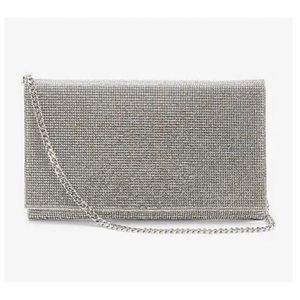 (NWT) Faux Crystal Embellished Clutch 

 Color: Metallic Silver